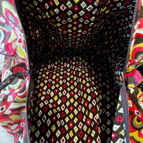 VERA BRADLEY Puccini 2008 Large Duffle Bag 2 Handles Zip Top Brown Yellow Orange - Picture 12 of 15